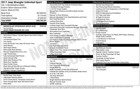 Another view of 2017 Jeep Wrangler Unlimited Sport for sale in Rockbridge, OH at Don Wood Chrysler Dodge Jeep Ram