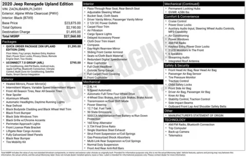 Another view of 2020 Jeep Renegade Sport for sale in Rockbridge, OH at Don Wood Chrysler Dodge Jeep Ram