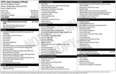 Photos of 2026 Jeep Compass Latitude for sale in Rockbridge, OH at Don Wood Chrysler Dodge Jeep Ram