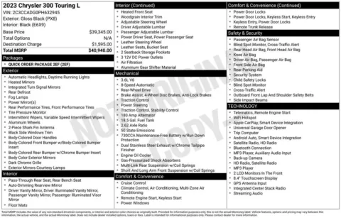 Photos of 2023 Chrysler 300 Touring for sale in Rockbridge, OH at Don Wood Chrysler Dodge Jeep Ram