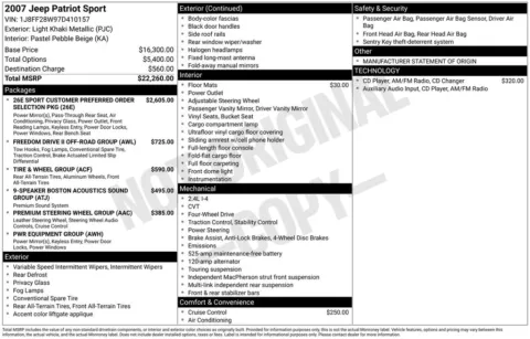 Photos of 2007 Jeep Patriot Sport for sale in Rockbridge, OH at Don Wood Chrysler Dodge Jeep Ram