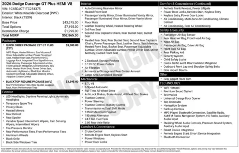 Photos of 2026 Dodge Durango GT Plus HEMI V8 for sale in Rockbridge, OH at Don Wood Chrysler Dodge Jeep Ram