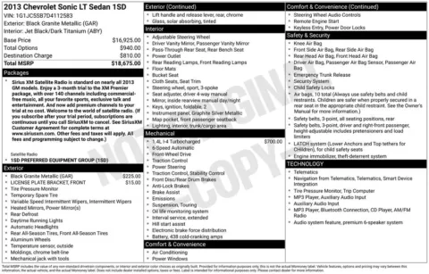 Photos of 2013 Chevrolet Sonic LT for sale in Rockbridge, OH at Don Wood Chrysler Dodge Jeep Ram