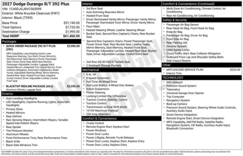 Photos of 2027 Dodge Durango R/T for sale in Rockbridge, OH at Don Wood Chrysler Dodge Jeep Ram