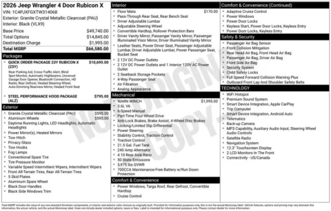 Photos of 2026 Jeep Wrangler Rubicon X for sale in Rockbridge, OH at Don Wood Chrysler Dodge Jeep Ram
