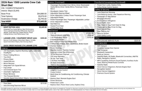 Photos of 2026 Ram 1500 Laramie for sale in Rockbridge, OH at Don Wood Chrysler Dodge Jeep Ram