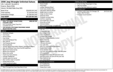 Photos of 2008 Jeep Wrangler Unlimited Sahara for sale in Rockbridge, OH at Don Wood Chrysler Dodge Jeep Ram