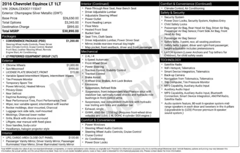 Photos of 2016 Chevrolet Equinox LT for sale in Rockbridge, OH at Don Wood Chrysler Dodge Jeep Ram