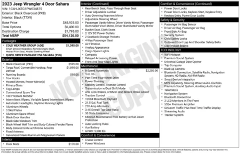 Photos of 2023 Jeep Wrangler Sahara for sale in Rockbridge, OH at Don Wood Chrysler Dodge Jeep Ram