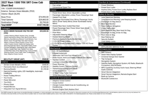 Photos of 2027 Ram 1500 TRX SRT for sale in Rockbridge, OH at Don Wood Chrysler Dodge Jeep Ram