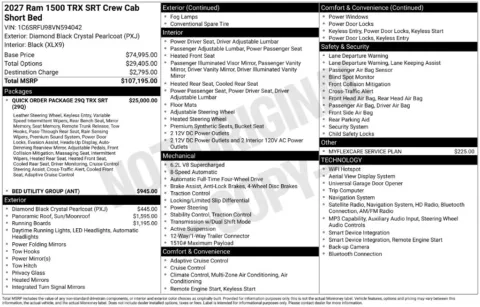 Photos of 2027 Ram 1500 TRX SRT for sale in Rockbridge, OH at Don Wood Chrysler Dodge Jeep Ram