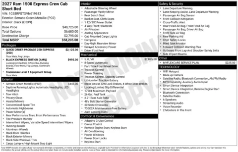 Photos of 2027 Ram 1500 Express for sale in Rockbridge, OH at Don Wood Chrysler Dodge Jeep Ram