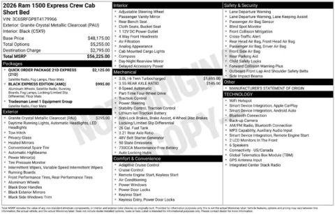 Photos of 2026 Ram 1500 Express for sale in Rockbridge, OH at Don Wood Chrysler Dodge Jeep Ram