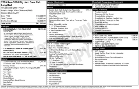 Another view of 2026 Ram 3500 Big Horn for sale in Rockbridge, OH at Don Wood Chrysler Dodge Jeep Ram