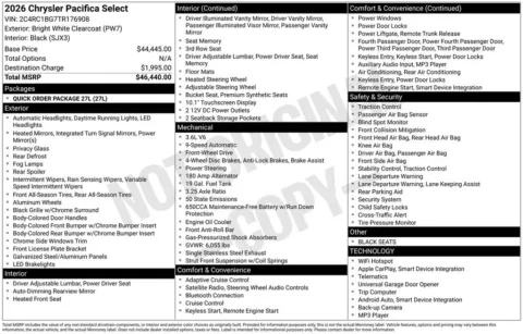 Another view of 2026 Chrysler Pacifica Select for sale in Rockbridge, OH at Don Wood Chrysler Dodge Jeep Ram