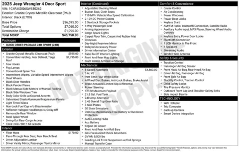 Another view of 2025 Jeep Wrangler Sport for sale in Rockbridge, OH at Don Wood Chrysler Dodge Jeep Ram