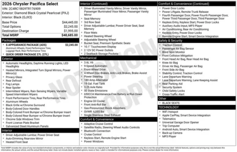 Another view of 2026 Chrysler Pacifica Select for sale in Rockbridge, OH at Don Wood Chrysler Dodge Jeep Ram