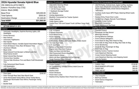 Another view of 2026 Hyundai Sonata Hybrid Blue for sale in Athens, OH at Don Wood Hyundai