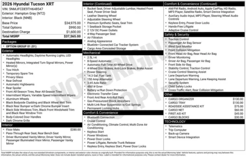 Another view of 2026 Hyundai Tucson XRT for sale in Athens, OH at Don Wood Hyundai