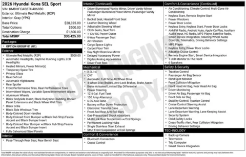 Another view of 2026 Hyundai Kona SEL Sport for sale in Athens, OH at Don Wood Hyundai