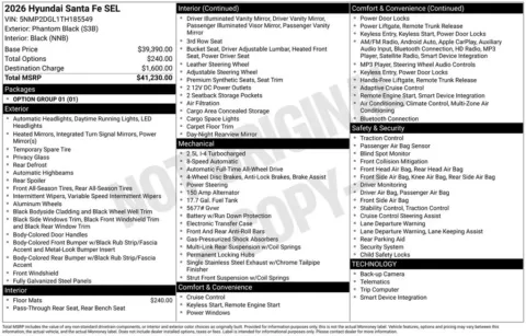 Another view of 2026 Hyundai Santa Fe SEL for sale in Athens, OH at Don Wood Hyundai