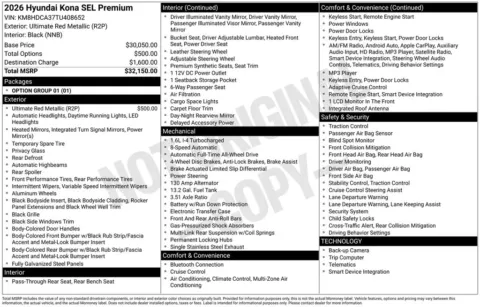 Another view of 2026 Hyundai Kona SEL Premium for sale in Athens, OH at Don Wood Hyundai