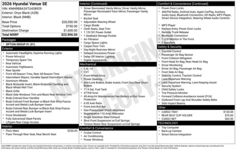 Another view of 2026 Hyundai Venue SE for sale in Athens, OH at Don Wood Hyundai