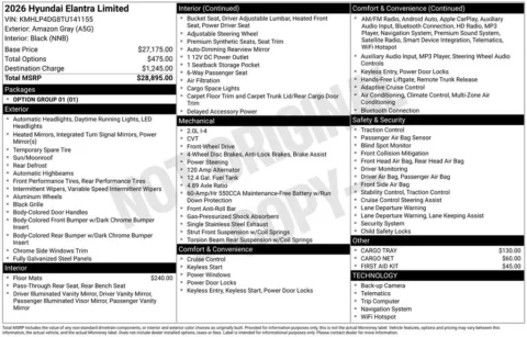 Another view of 2026 Hyundai Elantra Limited for sale in Athens, OH at Don Wood Hyundai