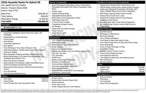 Another view of 2026 Hyundai Santa Fe Hybrid SE for sale in Athens, OH at Don Wood Hyundai