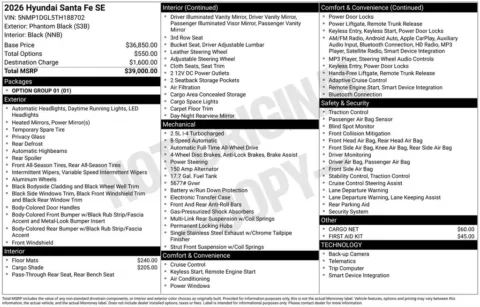 Another view of 2026 Hyundai Santa Fe SE for sale in Athens, OH at Don Wood Hyundai