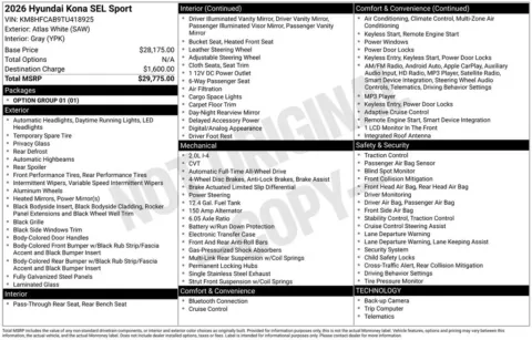 Another view of 2026 Hyundai Kona SEL Sport for sale in Athens, OH at Don Wood Hyundai