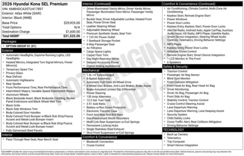 Another view of 2026 Hyundai Kona SEL Premium for sale in Athens, OH at Don Wood Hyundai