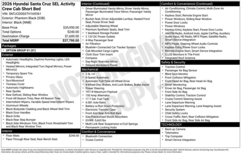 Another view of 2026 Hyundai Santa Cruz SEL for sale in Athens, OH at Don Wood Hyundai