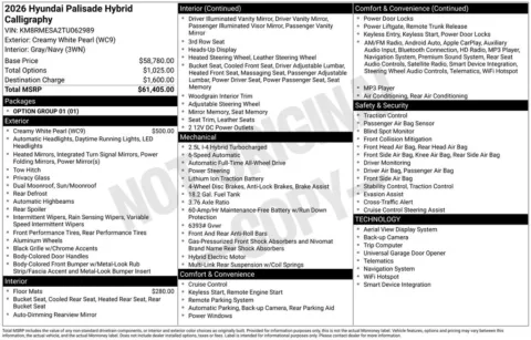 Another view of 2026 Hyundai Palisade Hybrid Calligraphy for sale in Athens, OH at Don Wood Hyundai