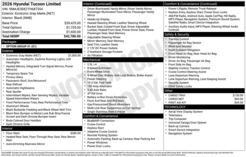 Another view of 2026 Hyundai Tucson Limited for sale in Athens, OH at Don Wood Hyundai