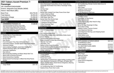 Another view of 2021 Subaru Ascent Premium for sale in Athens, OH at Don Wood Hyundai