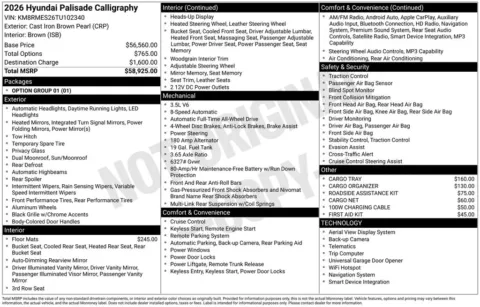 Another view of 2026 Hyundai Palisade Calligraphy for sale in Athens, OH at Don Wood Hyundai