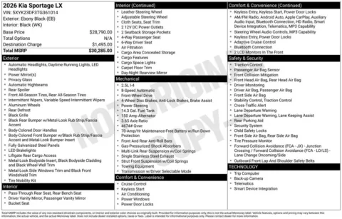 Another view of 2026 Kia Sportage LX for sale in Athens, OH at Don Wood Hyundai