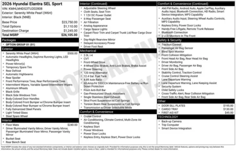 Another view of 2026 Hyundai Elantra SEL Sport for sale in Athens, OH at Don Wood Hyundai