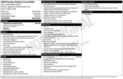 Another view of 2009 Pontiac Solstice for sale in Athens, OH at Don Wood Hyundai