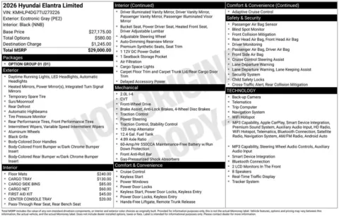 Another view of 2026 Hyundai Elantra Limited for sale in Athens, OH at Don Wood Hyundai