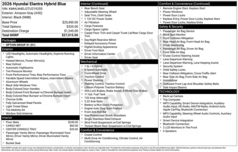 Photos of 2026 Hyundai Elantra Hybrid Blue for sale in Athens, OH at Don Wood Hyundai