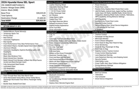 Photos of 2026 Hyundai Kona SEL Sport for sale in Athens, OH at Don Wood Hyundai