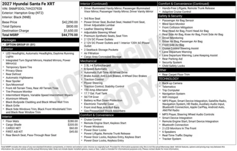 Photos of 2027 Hyundai Santa Fe XRT for sale in Athens, OH at Don Wood Hyundai