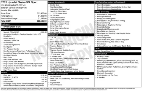 Photos of 2026 Hyundai Elantra SEL Sport for sale in Athens, OH at Don Wood Hyundai