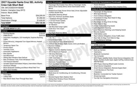 Photos of 2027 Hyundai Santa Cruz SEL for sale in Athens, OH at Don Wood Hyundai