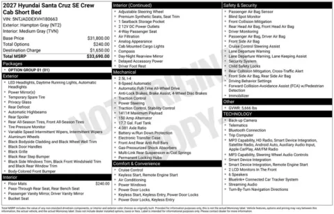 Photos of 2027 Hyundai Santa Cruz SE for sale in Athens, OH at Don Wood Hyundai