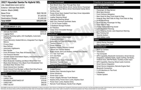 Photos of 2027 Hyundai Santa Fe Hybrid SEL for sale in Athens, OH at Don Wood Hyundai
