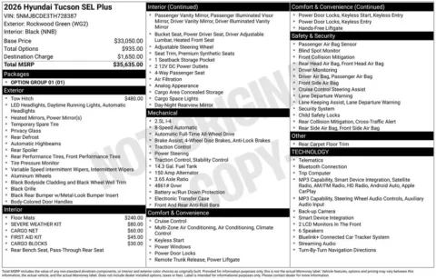 Photos of 2026 Hyundai Tucson SEL for sale in Athens, OH at Don Wood Hyundai