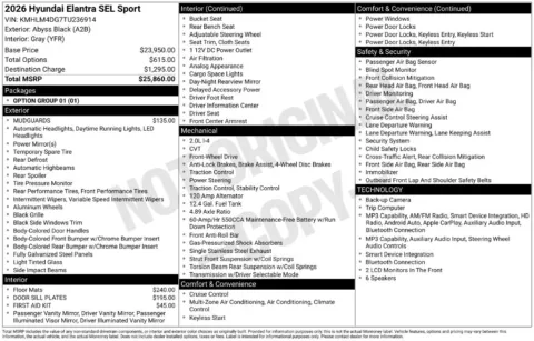 Photos of 2026 Hyundai Elantra SEL Sport for sale in Athens, OH at Don Wood Hyundai